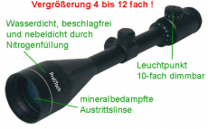 Zielfernrohr 4-12x56 mit Leuchtabsehen, Leuchtpunkt, Red dot, Rotpunkt. 30 mm Tubus!