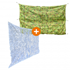 Sparset - Tarnnetz weiß + grün Blätterimitat ca. 2x3 m