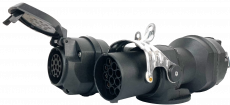 Spannungswandler Adapter 15 pol. 24 V auf 13 pol. 12 V, ISO 12098 auf ISO 11446