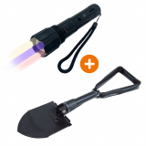 3-in-1 Dreifunktions LED Taschenlampe, Weiß, IR, UV, 940nm + Klappspaten mit Hacke