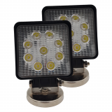 2x LED Arbeitsscheinwerfer eckig 9x3 W, 2160 Lumen, Magnetfuß